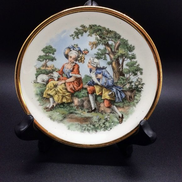 Vintage Royal China Demitasse Cup & Saucer Colonial Garden Scene - Picture 2 of 6